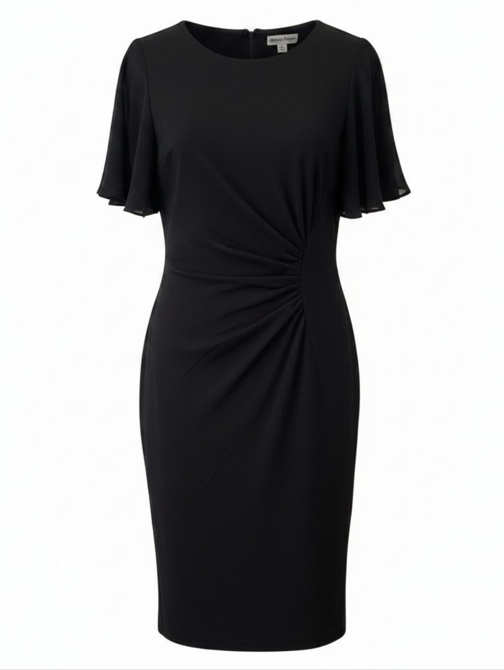 Shelby & Palmer Black Flutter-Sleeve Midi Dress - Size 8